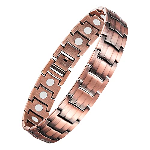 Feraco 99.99% Pure Copper Bracelet for Men - Ultra Strength Magnetic Bracelets with Neodymium Magnets & Sizing Tool