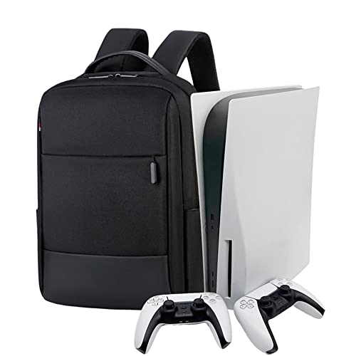 Wedorat Backpack for PS5 Carrying Case Laptop Travel Bag Black, Storage Bag for PS5 Large Capacity Backpack Waterproof Nylon with USB Connector, Travel Bag for PS5 Console & Accessoris Black