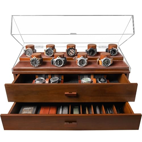 Elevate Your Watch Collection with The Legacy – Premium Watch Display Case for 17 Watches – Easy Access, Huge Drawers & Leather Lining – Wooden Mens Watch Box & Watch Stand – Lifetime Assurance