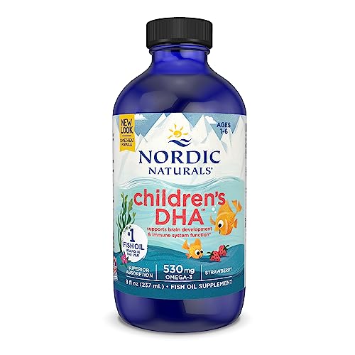 Nordic Naturals Children’s DHA, Strawberry - 8 oz for Kids - 530 mg Omega-3 with EPA & DHA - Brain Development & Function - Non-GMO - 96 Servings