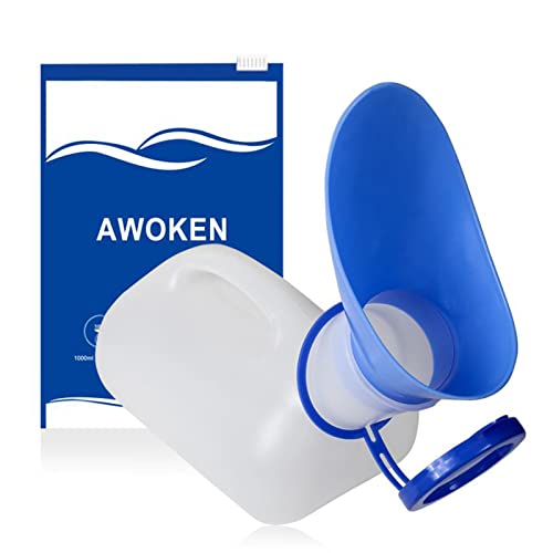 AWOKEN Unisex Urinal, Portable Toilet Urinal for Men and Women, Pee Bottle with a Sealed Lid and Funnel for Elderly Kids and Patients for Camping Outdoor Travel