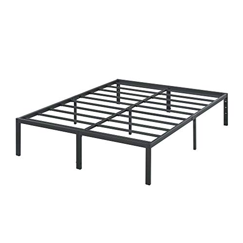 PrimaSleep 18 Inch Tall Heavy Duty Steel Slat Bed Frame/Anti-Slip Support/Easy Assembly Mattress Foundation/No Noise/No Box Spring Needed/Full/Black