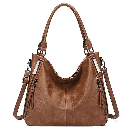 Large Purses for Women Shoulder Handbags Hobo Bags for Women (Brown)