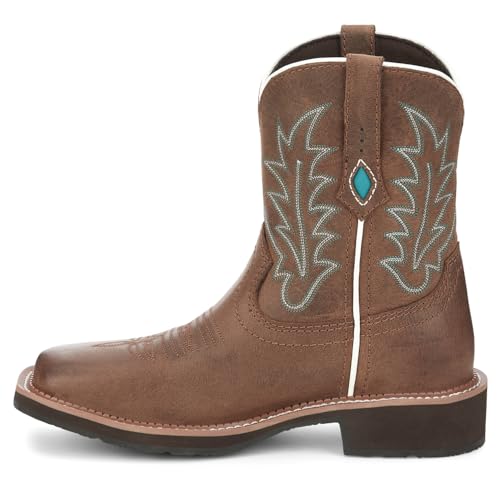 Justin Boots Women's Gypsy EMA Wide Square Toe 8in Top Boot Brown 9 B