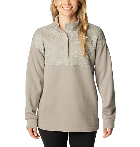 Columbia Women's Hart Mountain Quilted Half Snap, Light Grey Heather, Large