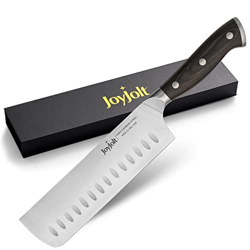 JoyJolt 7” Nakiri Knife. High Carbon x50 German Steel Kitchen Knife – Magnetic Gift Boxed Japanese Knife.