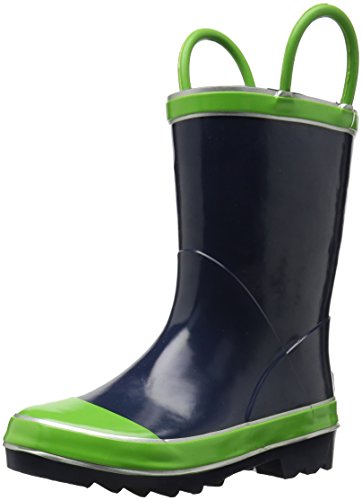 Northside unisex child Classic Rain Boot, Navy/Green, 13 Little Kid US