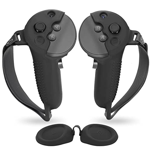 XIAOGE Controller Grips for Meta Quest Pro Accessories with Charging-Without-Removing Design and Adjustable Anti-Throw Wrist Knuckle Strap, Silicone Anti-Slip Case Shell Protector for Quest Pro