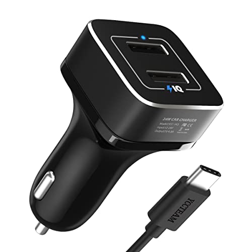 Car Charger for Switch - YCCTEAM 5V/4.8A High Speed Play and Charge Two-Port USB Adapter with 6.6ft USB Type C to A Charger Cable Cord