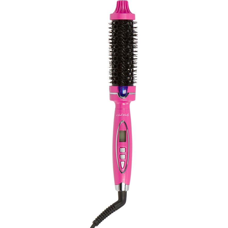 Head Kandy Perfectionist 1.25 Inch Heated Round Brush Styler | Straighten, Smooth & Add Volume | Hair Brush Straightener for Women (Pink)