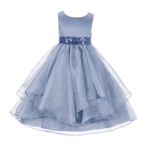 ekidsbridal Asymmetric Ruffled Organza Sequin Flower Girl Dress Toddler Girl Dresses 012S 6