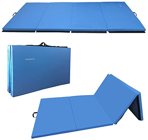 BalanceFrom Fitness 120 x 48 Inch Folding All Purpose Gymnastic Mat Home Gym Floor Pad for Exercising, Yoga, Aerobics, Pilates, and Martial Arts, Blue
