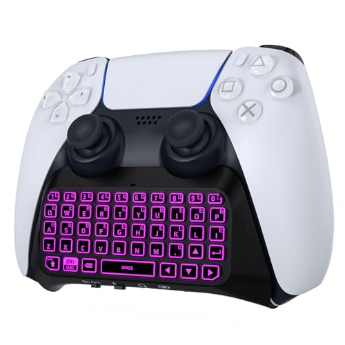 MoKo Bluetooth Wireless Mini Gamepad Chatpad for PS5 Controller, RGB Backlight Keyboard for Playstation 5 with Upgraded Built-in Speaker & 3.5mm Audio Jack for PS5 Controller Accessories