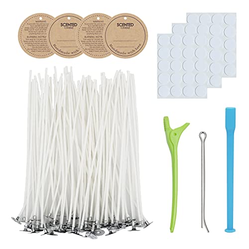 CandMak Candle Wick Kit, 60 Cotton Candle Wicks with Candle Making Tools for Candle Making (Thick, 6 inches)