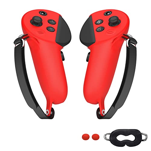 Controller Grips Cover Compatible with Oculus Meta Quest Pro Accessories, Silicone Anti-Slip Case Shell Protector for Quest Pro (Red)