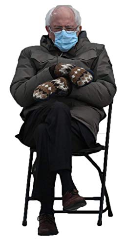 Scoutdoors Bernie Sanders Mittens Sitting Inauguration Sticker - 4.25inch by 2inch Clear Background so You can Put Bernie Anywhere! Indoor Sticker - Make Your Own Real Life Funny Meme