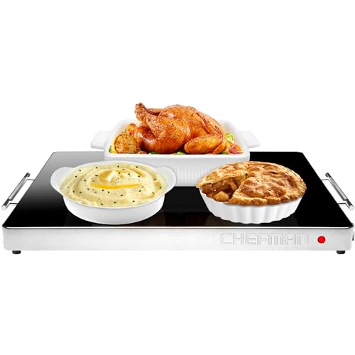 Chefman Electric Warming Tray with Adjustable Temperature Control, Perfect For Buffets, Restaurants, Parties, Events, and Home Dinners, Glass Top Extra Large 21” x 16” Surface Keeps Food Hot – Black