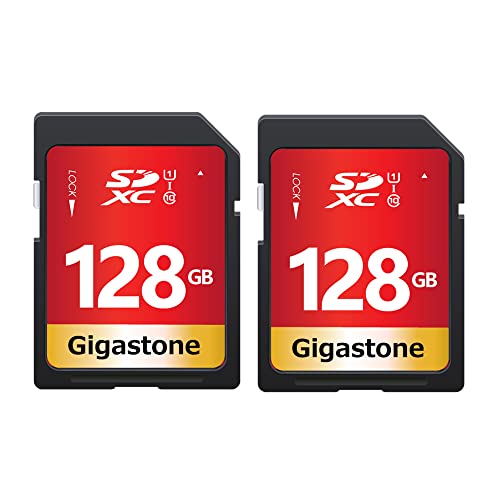 Gigastone SDXC Memory Card 128GB (2 Pack) Premium Series 80MB/s Speed Compatible with Photos, Videos, Music, Camcorder, Camera, PC, U1 UHS-I Class 10 for UHD Video, with 2 Mini Case