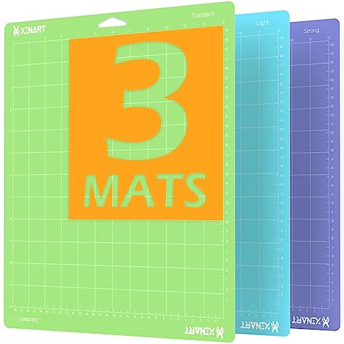 Cutting Mats for Cricut Maker 3/Explore 3/Maker/air 2,12x12 inch Standard+Light+Strong Grip 3pcs Xinart 12x12' Variety Adhesive Replacement Cut Mats for Cricut