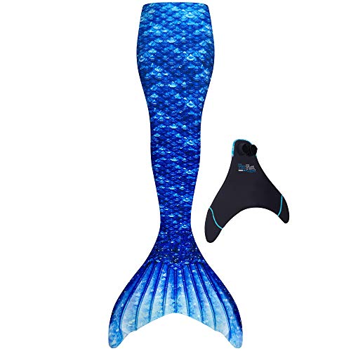 Fin Fun Mermaiden with Included Monofin - Swimmable Mermaid Tail - Reinforced Water Game for Kids Made w/Sun Resistant Material - (Arctic Blue, Youth 8)