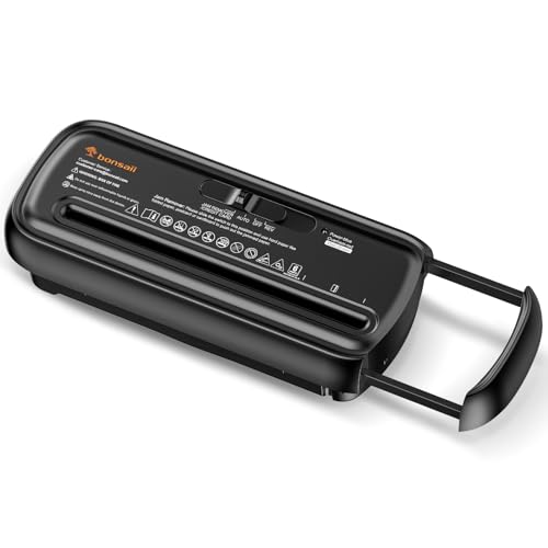 Bonsaii Paper Shredder for Home Use, 6 Sheet Strip Cut Small Paper Shredder without Basket for Home Office, Portable Shredder Extendable Arm Design with Overheat Protection (S123-B)