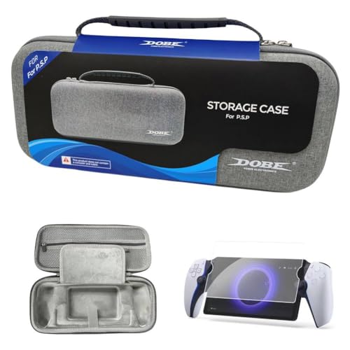 AZURAOKEY Compatible with PS Portal Accessories, Handheld Game Consoles EVA Hard Carrying Case and 9H Hardness Tempered Glass Screen Protector for Playstation 5 Portal Accessories