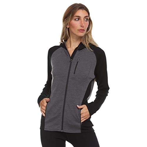 Minus33 Merino Wool Midweight Women's Full Zip Hoodie - No Itch Renewable Fabric Black/Charcoal Grey Medium
