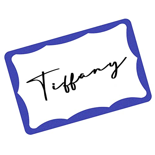 390Pcs Name Tags, 3in x 2in Name Tag Stickers, Name Tags Sticker for School Office Home(White with Blue Border)