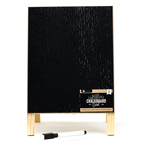 Hampton Art Dry Erase Chalk Easel W/Marker & Chalk, Chalkboard Easel, a Frame Chalkboard Sign, Whiteboard Easel for Classroom, Teacher Easel, White Board Easel, Easel Chalk Board