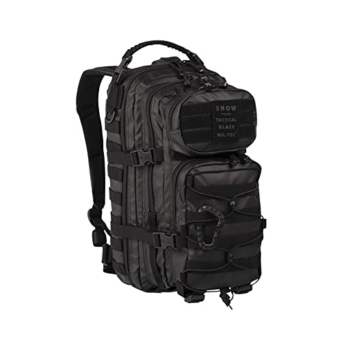 Mil-Tec MOLLE Tactical Assault Pack Backpack (Black, 20 Liter)