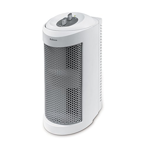 Holmes True HEPA Allergen Remover Mini Tower Air Purifier with Optional Ionizer | Small Space Air Purifier, White (HAP706-NU-1)