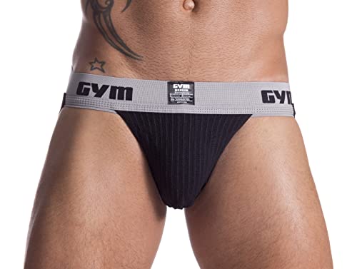 Men's Gym Workout Jockstrap with 2' Waistband (Black, Medium, 1-Pack)