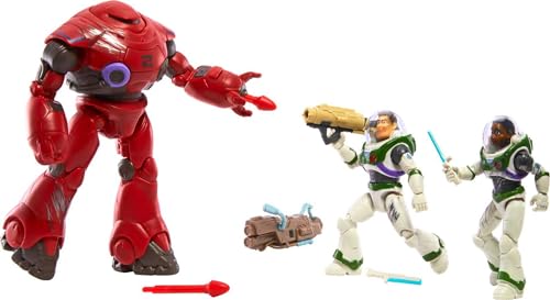 Mattel Disney Pixar Lightyear Toys, 3 Action Figure Set with Buzz Lightyear, Izzy Hawthorne and Zyclops, Space Rangers vs Robot Pack