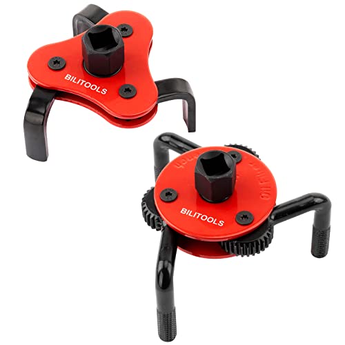 BILITOOLS Oil Filter Removal Tool, Universal Oil Filter Wrench Set Adjustable 2-1/2 to 4 inch & 3 to 5-1/2 inch, 1/2' Drive