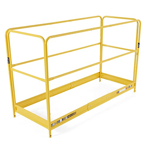 MetalTech Versatile 6 Foot Metal Guardrails System Accessory Baker Style for Select Jobsite Series Scaffolding Platform with Non Slip Deck, Yellow
