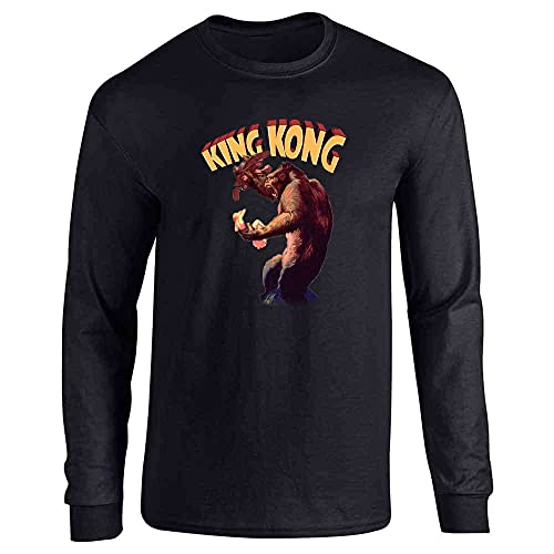 Pop Threads King Kong Movie Poster Vintage Retro Monster Long Sleeve Tee T-Shirt Black L