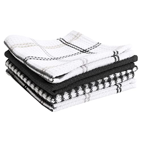 T-fal Waffle Dish Cloths: Highly Absorbent, Super Soft Long Lasting - 100% Cotton, 12'x13' Dish Towels for Cleaning & Drying Dishes, 4-Pack, Neutral