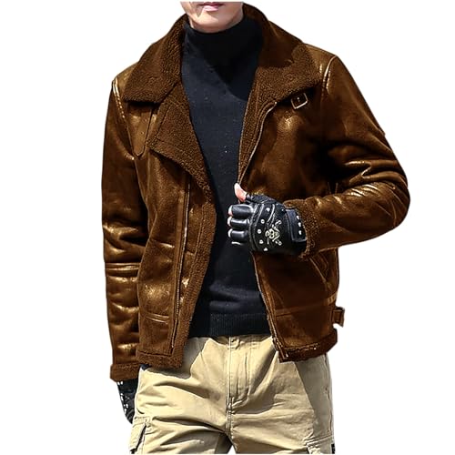 A-720 Khaki Man Jacket Collared Neck Sweater Jacket Outfit for Mens Long Sleeve Lounge Padded Thermal Fuzzy Plain Fall Winter Jacket Zip Up 2023 Clothes Fashion Y2K RX 3XL