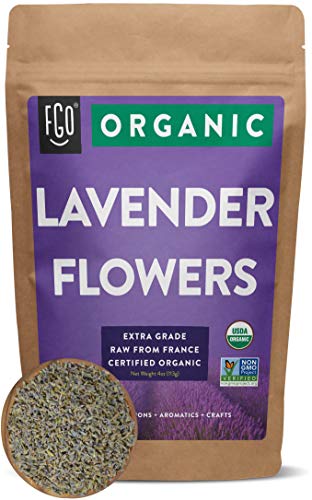 FGO Organic Dried Lavender Flowers, From France, 4oz (Pack of 1)