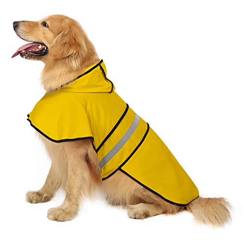 HDE Dog Raincoat Hooded Slicker Poncho for Small to X-Large Dogs and Puppies Yellow - XL