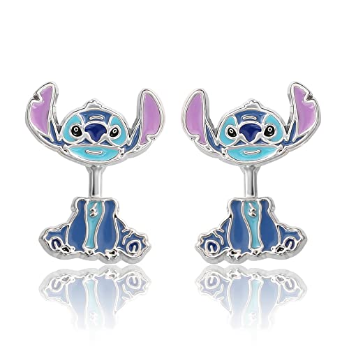 Disney Lilo and Stitch Jewelry, Blue Enamel Stitch Stud Earrings - Officially Licensed