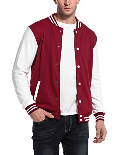 COOFANDY Men's Fashion Varsity Jacket Causal Slim Fit Cotton Letterman Baseball Bomber Jackets