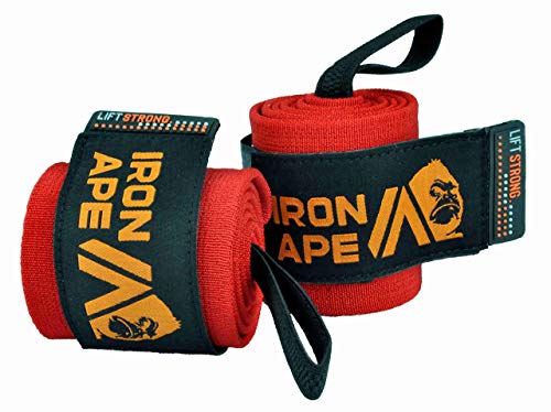 IRON APE Extra Stiff 34' Wrist Wraps. New Versatile Twin Thumb Loop Design for Powerlifting, Strongman, Weightlifting, and Bodybuilding. Weightlifting Wrist Support for Men and Women