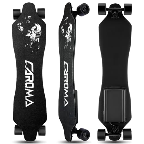 Caroma Electric Skateboards with Remote, 350W Hub-Motor Electric Longboard for Adults Teens, 12.4MPH Top Speed, 11Miles Max Range