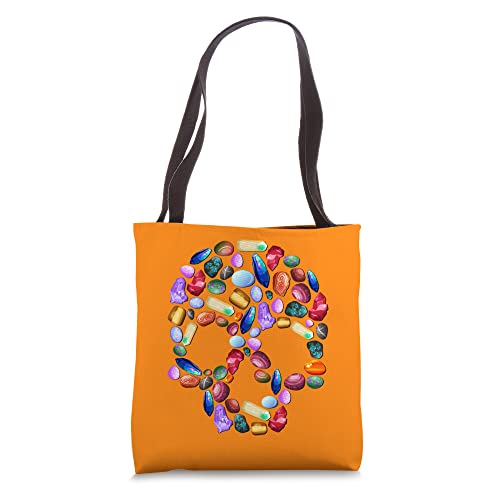 Geode Rock Mineral Quartz Geology Skull Halloween Orange Tote Bag