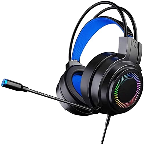 Gaming Headset Gaming Headphones with Noise Canceling Mic Stereo Bass Surround Sound Soft Memory Earmuffs Headset Compatible with PC Laptop