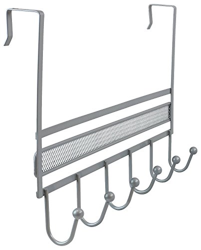 Deco Brothers Over The Door Hook Organizer with 6 Hooks, Silver