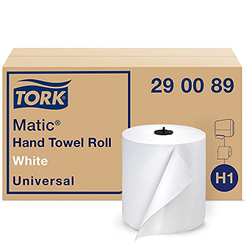 Tork Matic Paper Hand Towel Roll White H1, Universal, 100% Recycled Fiber, 6 Rolls x 700 ft, 290089