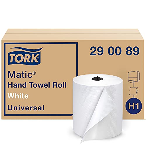 Tork Matic Paper Hand Towel Roll White H1, Universal, 100% Recycled Fiber, 6 Rolls x 700 ft, 290089