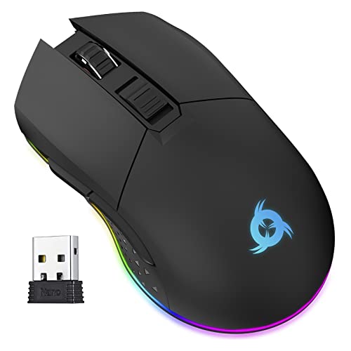 KLIM Blaze Rechargeable Wireless Gaming Mouse RGB New 2023 - High-Precision Sensor and Long-Lasting Battery - 7 Customizable Buttons - Up to 6000 DPI - Wired & Wireless Mouse for PC Mac & PS4 PS5